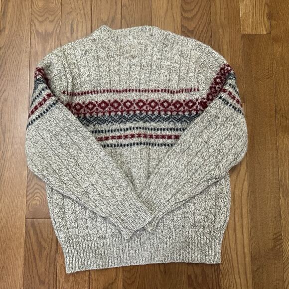 Vintage L.L.Bean Fair Isle Wool Blend Sweater Womens Small Beige - Picture 5 of 7